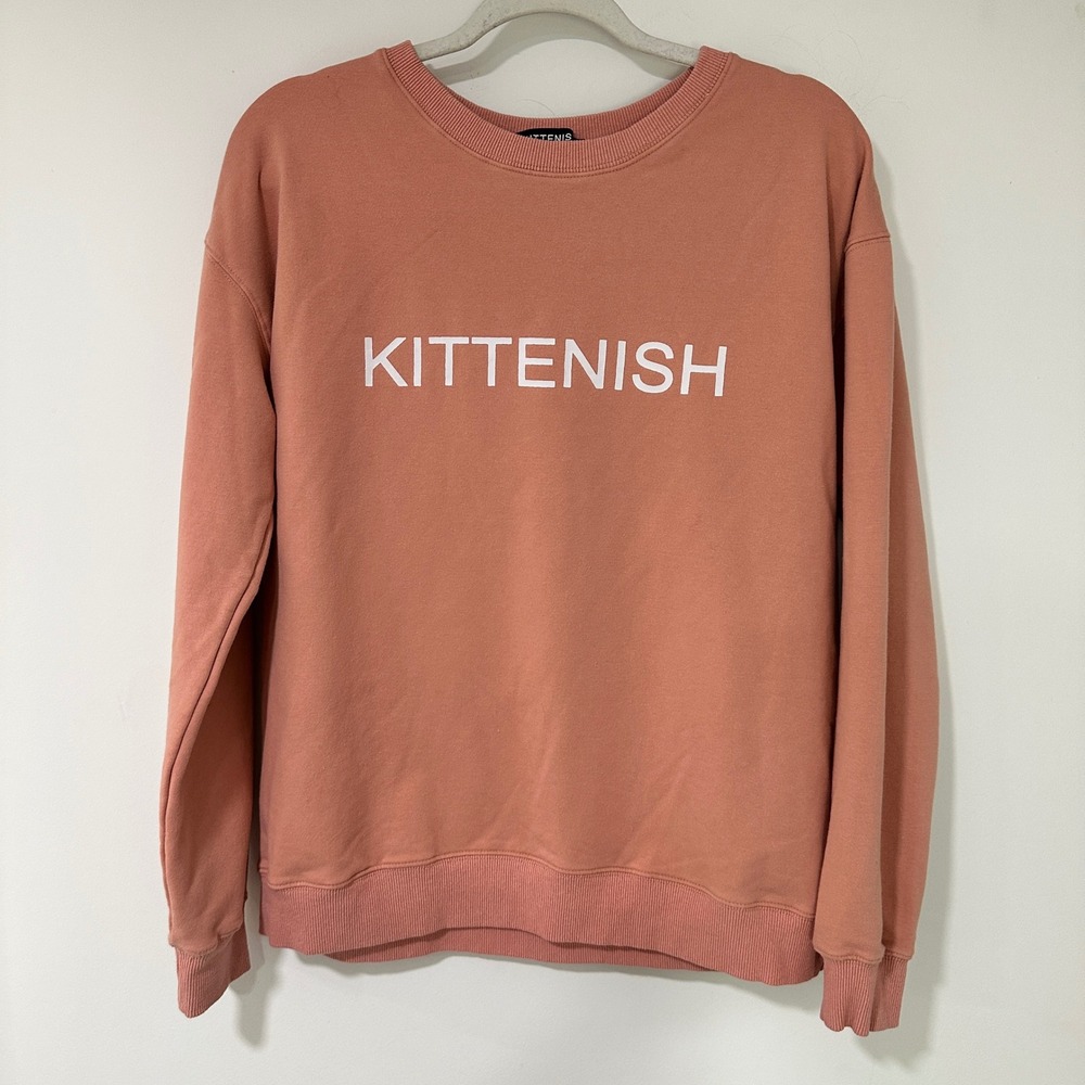 Kittenish Womens Sweatshirt Logo Cotton Pullover Casual M Peach Jessie James